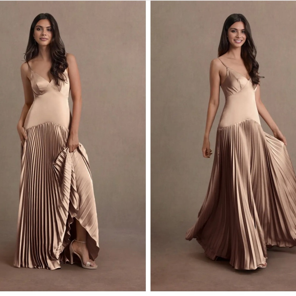 Azazie Jill Toffee Drop Waist Gown